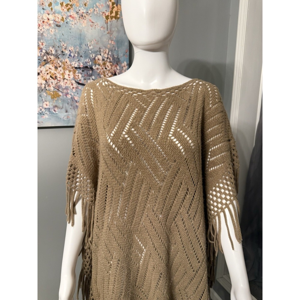 Boho‎ Revival Hippie Steve Madden One Size Knit pullover drape poncho Fringe